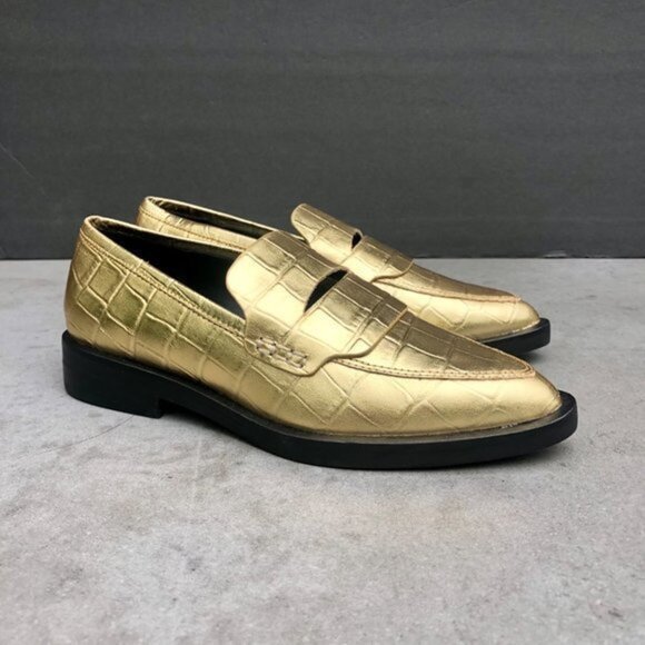Rebecca Minkoff Pacey Penny GOLD LEATHER women's Loafer Size 5 NEW - Picture 3 of 9